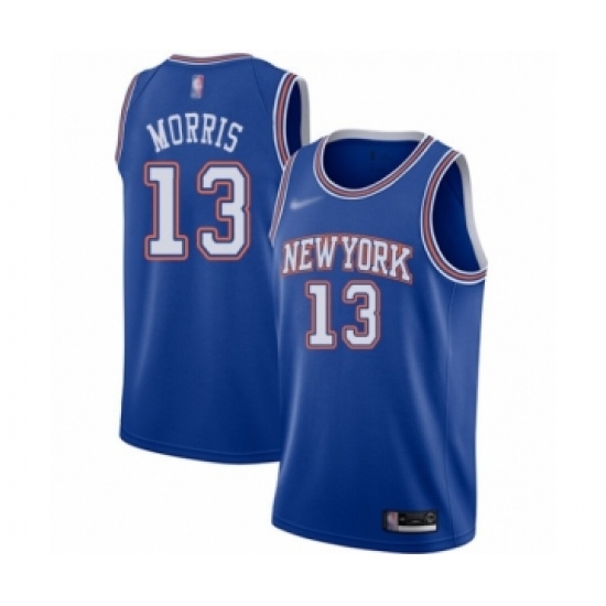 Men's New York Knicks 13 Marcus Morris Authentic Blue Basketball Jersey - Statement Edition