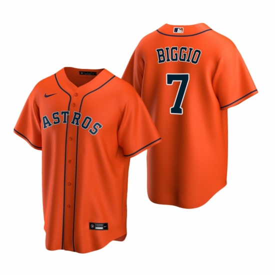 Men's Nike Houston Astros 7 Craig Biggio Orange Alternate Stitched Baseball Jersey