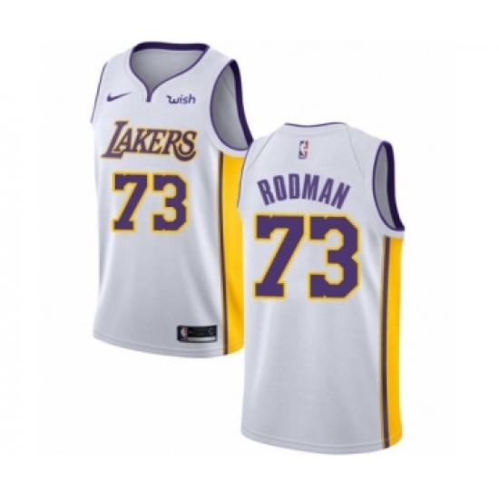 Women's Los Angeles Lakers 73 Dennis Rodman Authentic White Basketball Jersey - Association Edition