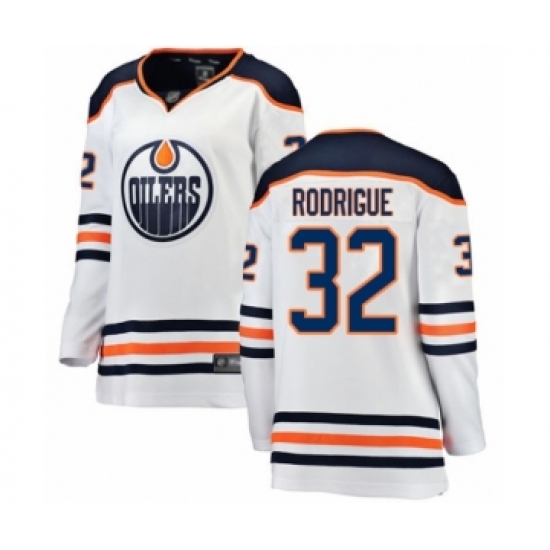 Women's Edmonton Oilers 32 Olivier Rodrigue Authentic White Away Fanatics Branded Breakaway Hockey Jersey