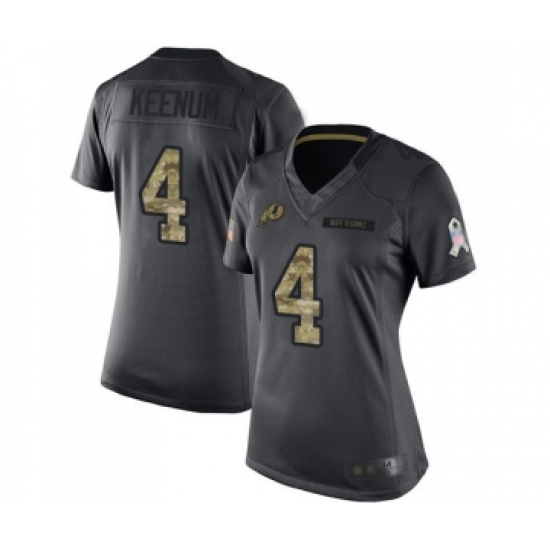 Women's Washington Redskins 4 Case Keenum Limited Black 2016 Salute to Service Football Jerseys