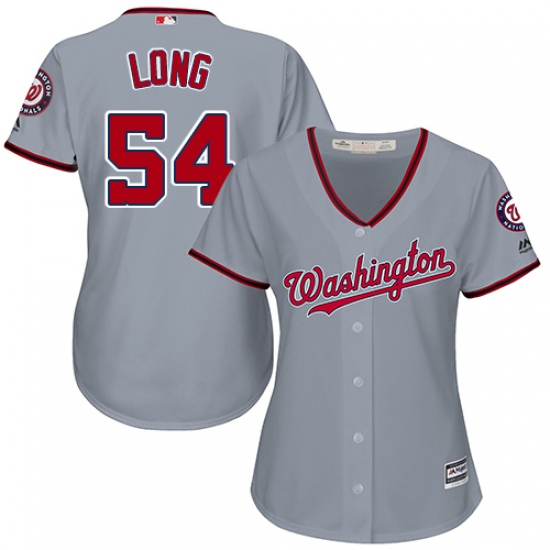 Women's Majestic Washington Nationals 54 Kevin Long Authentic Grey Road Cool Base MLB Jersey