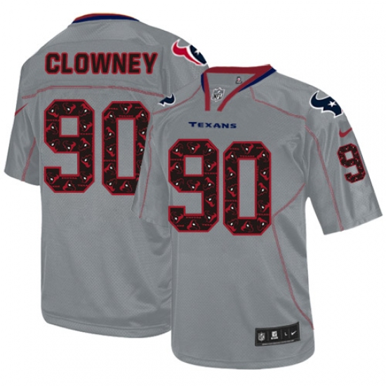 Youth Nike Houston Texans 90 Jadeveon Clowney Elite New Lights Out Grey NFL Jersey