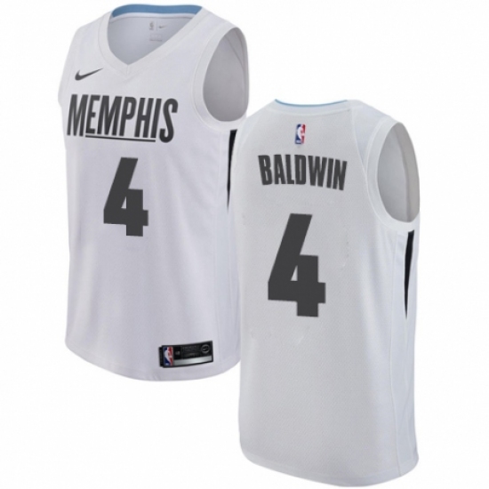 Women's Nike Memphis Grizzlies 4 Wade Baldwin Swingman White NBA Jersey - City Edition