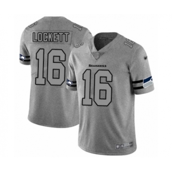 Men's Seattle Seahawks 16 Tyler Lockett Limited Gray Team Logo Gridiron Football Jersey