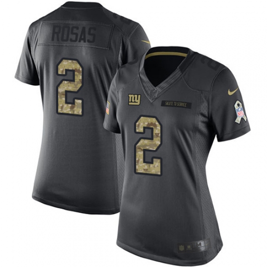 Women's Nike New York Giants 2 Aldrick Rosas Limited Black 2016 Salute to Service NFL Jersey