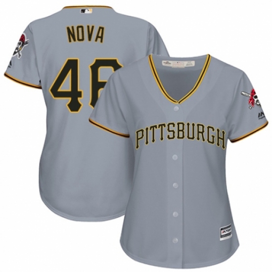 Women's Majestic Pittsburgh Pirates 46 Ivan Nova Replica Grey Road Cool Base MLB Jersey