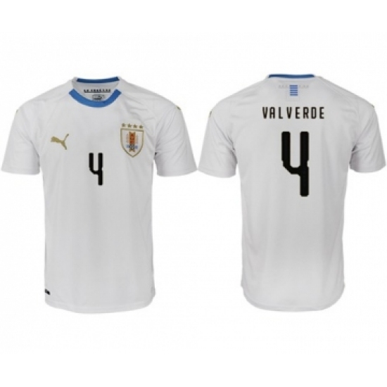 Uruguay 4 Valverde Home Soccer Country Jersey