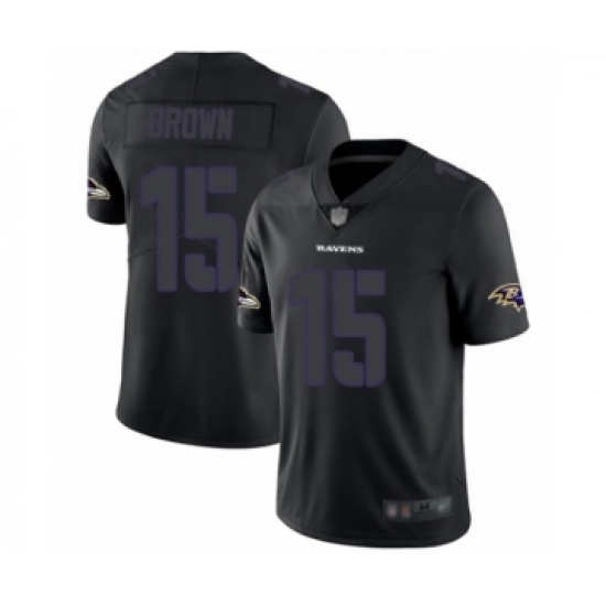 Men's Baltimore Ravens 15 Marquise Brown Limited Black Rush Impact Football Jersey