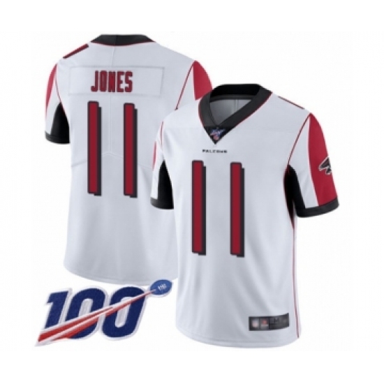 Men's Atlanta Falcons 11 Julio Jones White Vapor Untouchable Limited Player 100th Season Football Jersey