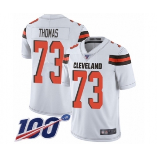 Men's Cleveland Browns 73 Joe Thomas White Vapor Untouchable Limited Player 100th Season Football Jersey