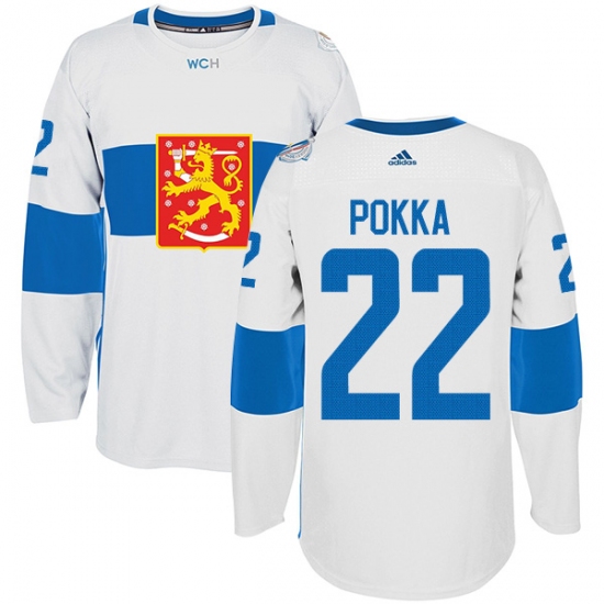 Men's Adidas Team Finland 22 Ville Pokka Authentic White Home 2016 World Cup of Hockey Jersey