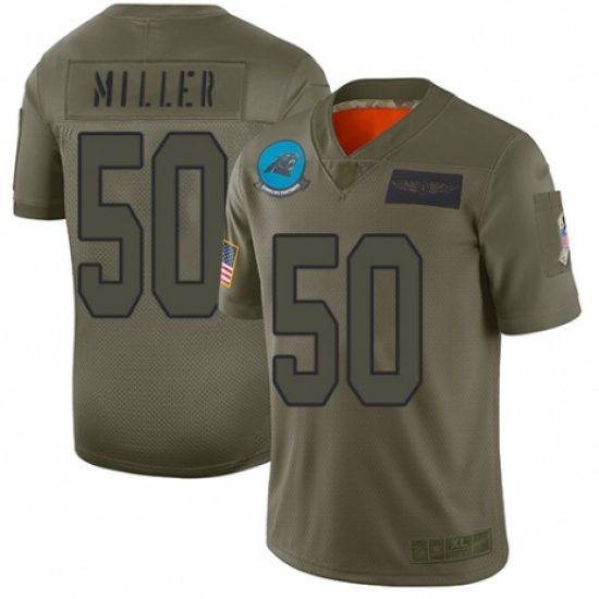 Women's Carolina Panthers 50 Christian Miller Limited Camo 2019 Salute to Service Football Jersey