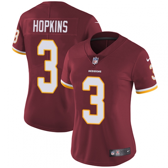 Women's Nike Washington Redskins 3 Dustin Hopkins Elite Burgundy Red Team Color NFL Jersey