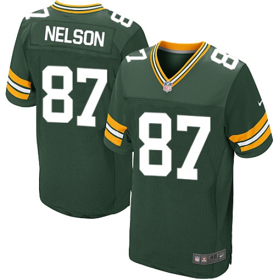 Men's Nike Green Bay Packers 87 Jordy Nelson Elite Green Team Color NFL Jersey