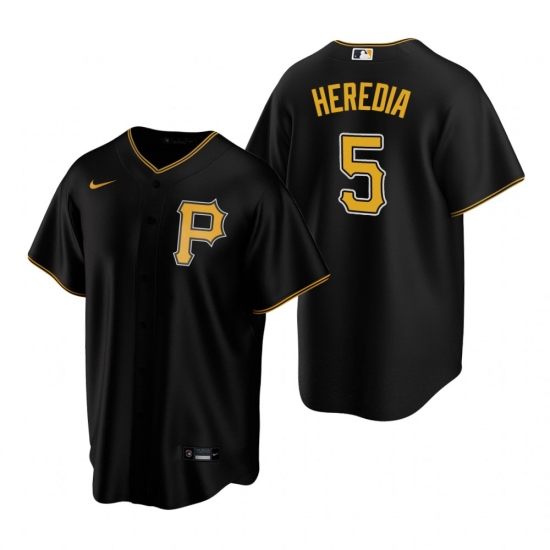 Men's Nike Pittsburgh Pirates 5 Guillermo Heredia Black Alternate Stitched Baseball Jersey