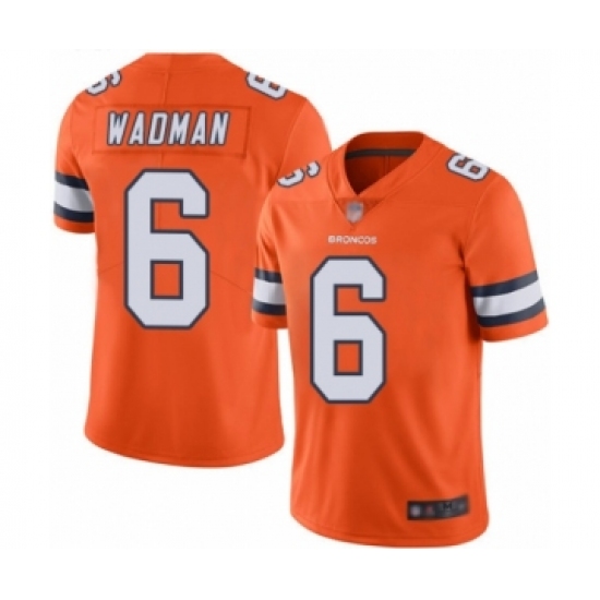 Men's Denver Broncos 6 Colby Wadman Limited Orange Rush Vapor Untouchable Football Jersey