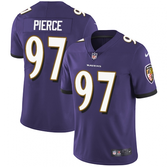 Men's Nike Baltimore Ravens 97 Michael Pierce Purple Team Color Vapor Untouchable Limited Player NFL Jersey