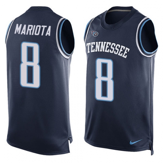 Men's Nike Tennessee Titans 8 Marcus Mariota Limited Navy Blue Player Name & Number Tank Top NFL Jersey