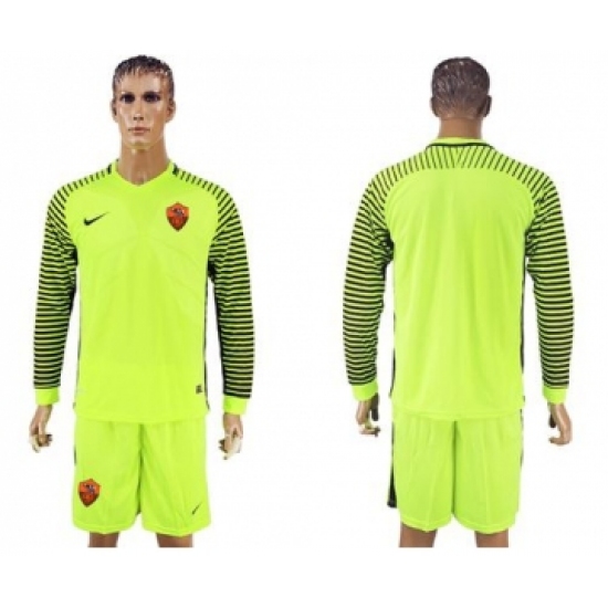 Roma Blank Shiny Green Goalkeeper Long Sleeves Soccer Club Jersey