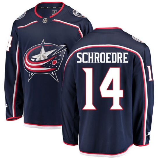 Men's Columbus Blue Jackets 14 Jordan Schroeder Fanatics Branded Navy Blue Home Breakaway NHL Jersey