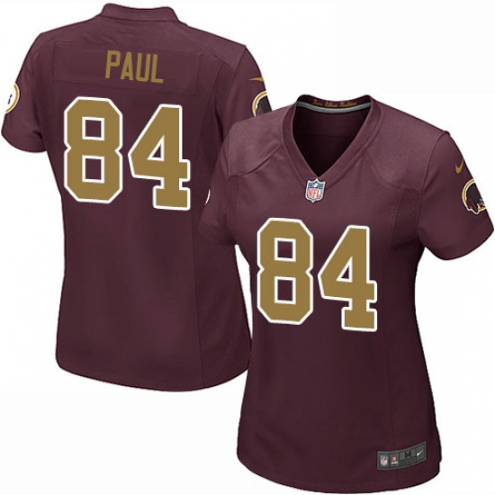 Women's Nike Washington Redskins 84 Niles Paul Game Burgundy Red/Gold Number Alternate 80TH Anniversary NFL Jersey