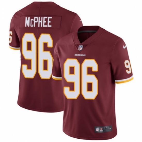 Youth Nike Washington Redskins 96 Pernell McPhee Burgundy Red Team Color Vapor Untouchable Elite Player NFL Jersey