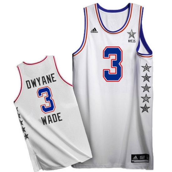 Men's Adidas Miami Heat 3 Dwyane Wade Authentic White 2015 All Star NBA Jersey