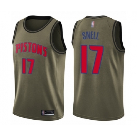 Youth Detroit Pistons 17 Tony Snell Swingman Green Salute to Service Basketball Jersey