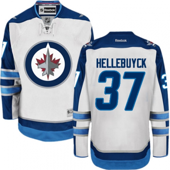 Men's Reebok Winnipeg Jets 37 Connor Hellebuyck Authentic White Away NHL Jersey