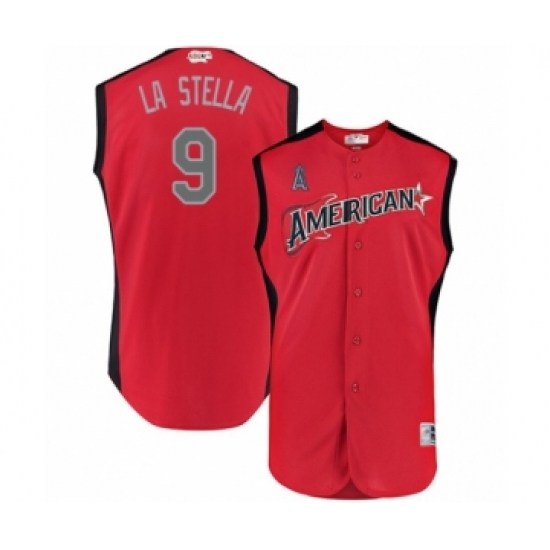 Youth Los Angeles Angels of Anaheim 9 Tommy La Stella Authentic Red American League 2019 Baseball All-Star Jersey