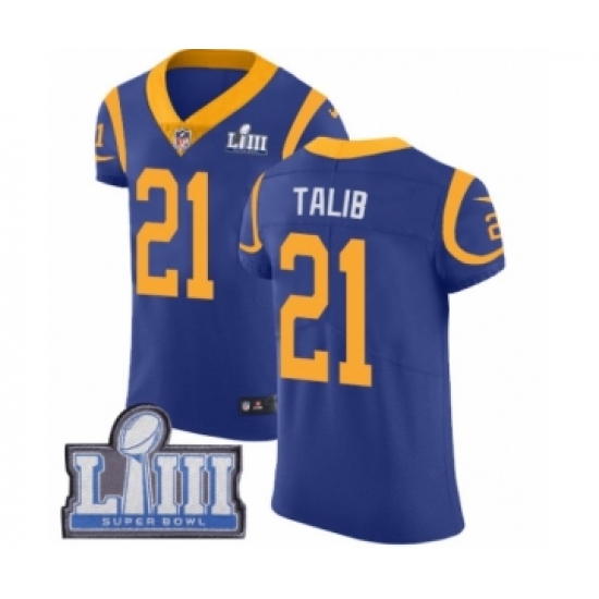 Men's Nike Los Angeles Rams 21 Aqib Talib Royal Blue Alternate Vapor Untouchable Elite Player Super Bowl LIII Bound NFL Jersey