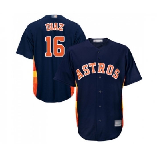 Men's Houston Astros 16 Aledmys Diaz Replica Navy Blue Alternate Cool Base Baseball Jersey