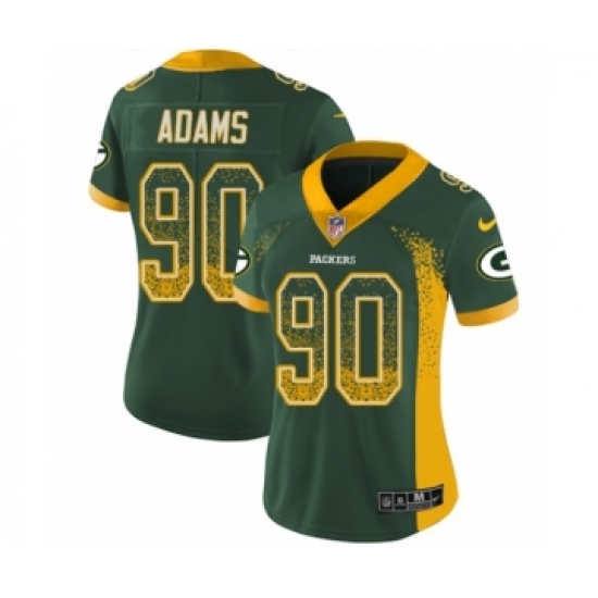 Women's Nike Green Bay Packers 90 Montravius Adams Limited Green Rush Drift Fashion NFL Jersey