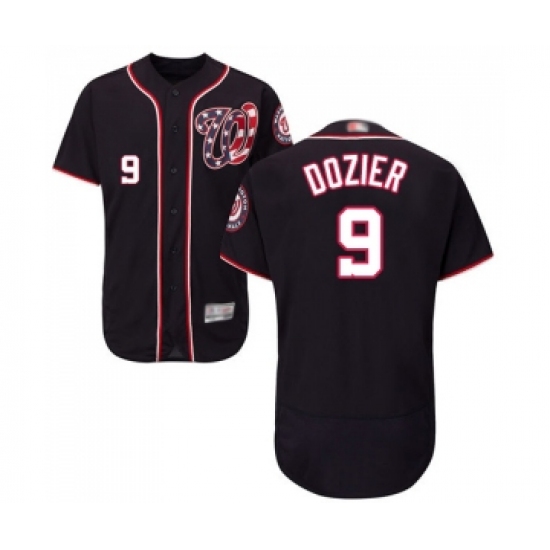 Men's Washington Nationals 9 Brian Dozier Navy Blue Alternate Flex Base Authentic Collection Baseball Jersey