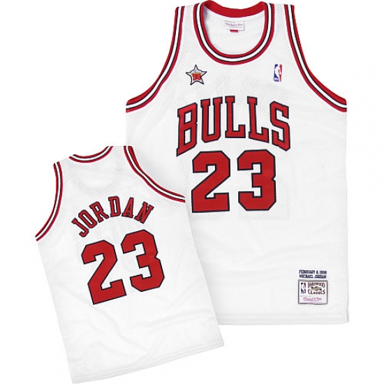 Men's Mitchell and Ness Chicago Bulls 23 Michael Jordan Authentic White 1998 Throwback NBA Jersey