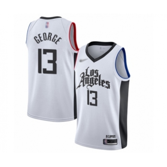 Youth Los Angeles Clippers 13 Paul George Swingman White Basketball Jersey - 2019 20 City Edition