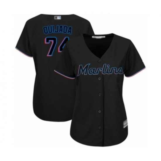 Women's Miami Marlins 74 Jose Quijada Authentic Black Alternate 2 Cool Base Baseball Player Jersey