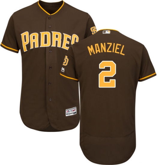 Men's Majestic San Diego Padres 2 Johnny Manziel Brown Alternate Flex Base Authentic Collection MLB Jersey