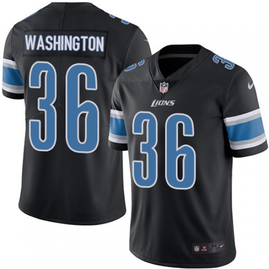 Youth Nike Detroit Lions 36 Dwayne Washington Limited Black Rush Vapor Untouchable NFL Jersey