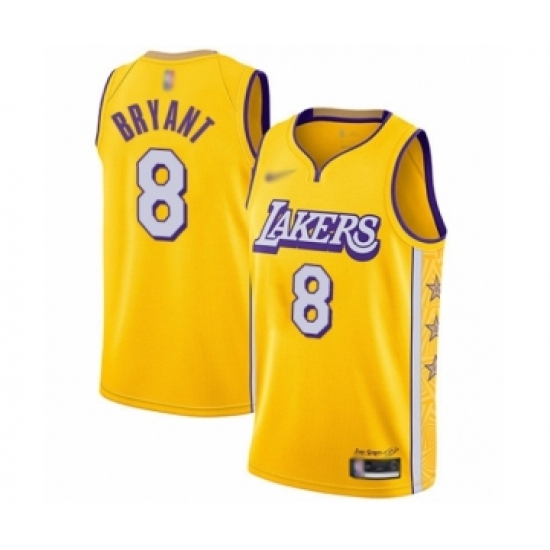 Youth Los Angeles Lakers 8 Kobe Bryant Swingman Gold Basketball Jersey - 2019 20 City Edition