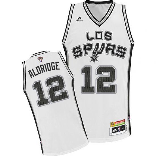 Men's Adidas San Antonio Spurs 12 LaMarcus Aldridge Swingman White Latin Nights NBA Jersey