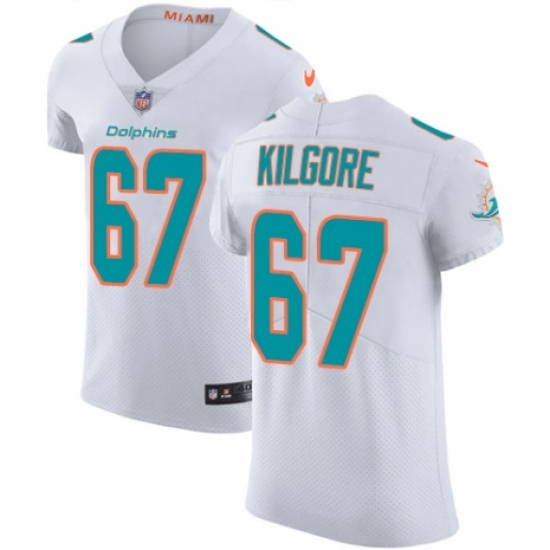 Men's Nike Miami Dolphins 67 Daniel Kilgore White Vapor Untouchable Elite Player NFL Jersey