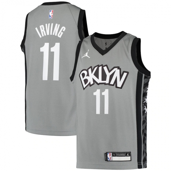 Youth Brooklyn Nets 11 Kyrie Irving Jordan Brand Gray 2020-21 Swingman Player Jersey