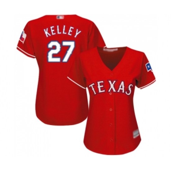 Women's Texas Rangers 27 Shawn Kelley Replica Red Alternate Cool Base Baseball Jersey