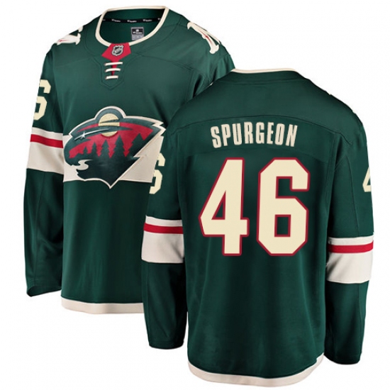 Men's Minnesota Wild 46 Jared Spurgeon Authentic Green Home Fanatics Branded Breakaway NHL Jersey