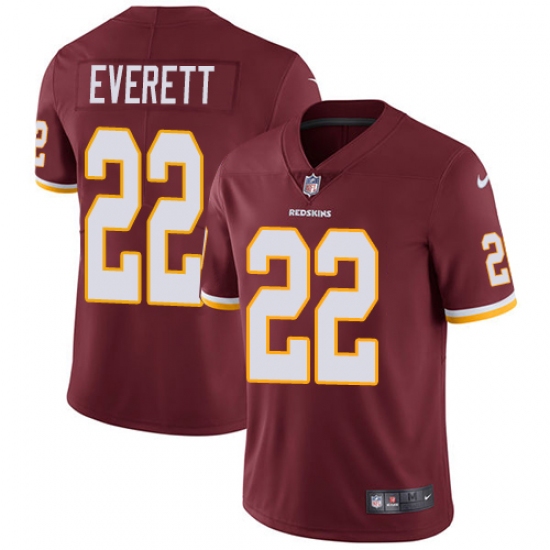 Youth Nike Washington Redskins 22 Deshazor Everett Burgundy Red Team Color Vapor Untouchable Limited Player NFL Jersey