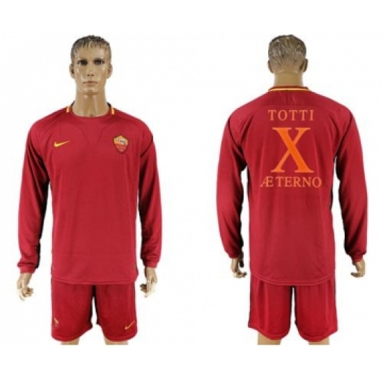 Roma 10 Totti Retire Long Sleeves Soccer Club Jersey