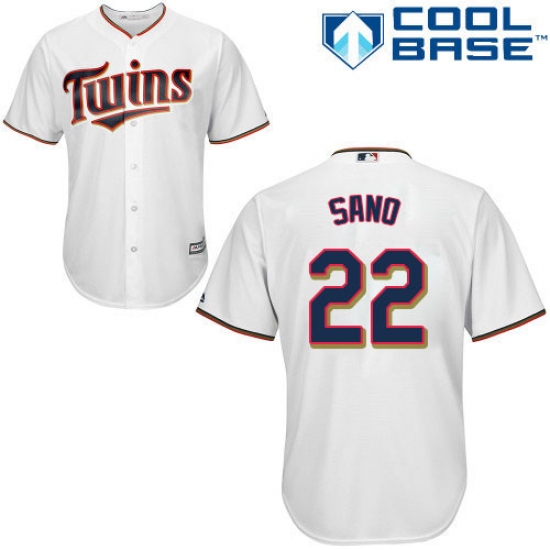 Men's Majestic Minnesota Twins 22 Miguel Sano Replica White Home Cool Base MLB Jersey