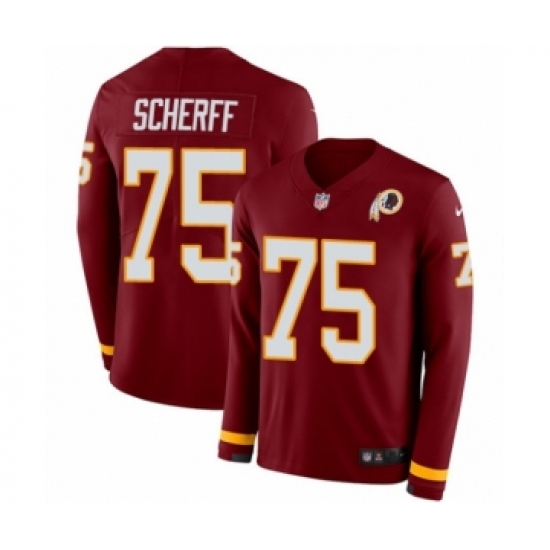 Youth Nike Washington Redskins 75 Brandon Scherff Limited Burgundy Therma Long Sleeve NFL Jersey